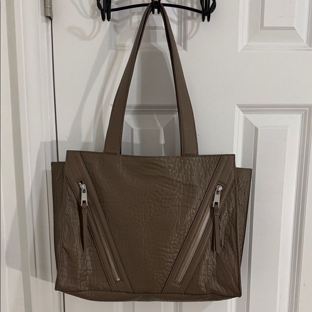 Vince Camuto Leather Taupe Tote Bag